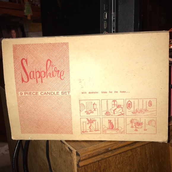 VINTAGE 1900’s SAPPHIRE 9 PIECE CANDLE SET - Picture 2 of 3
